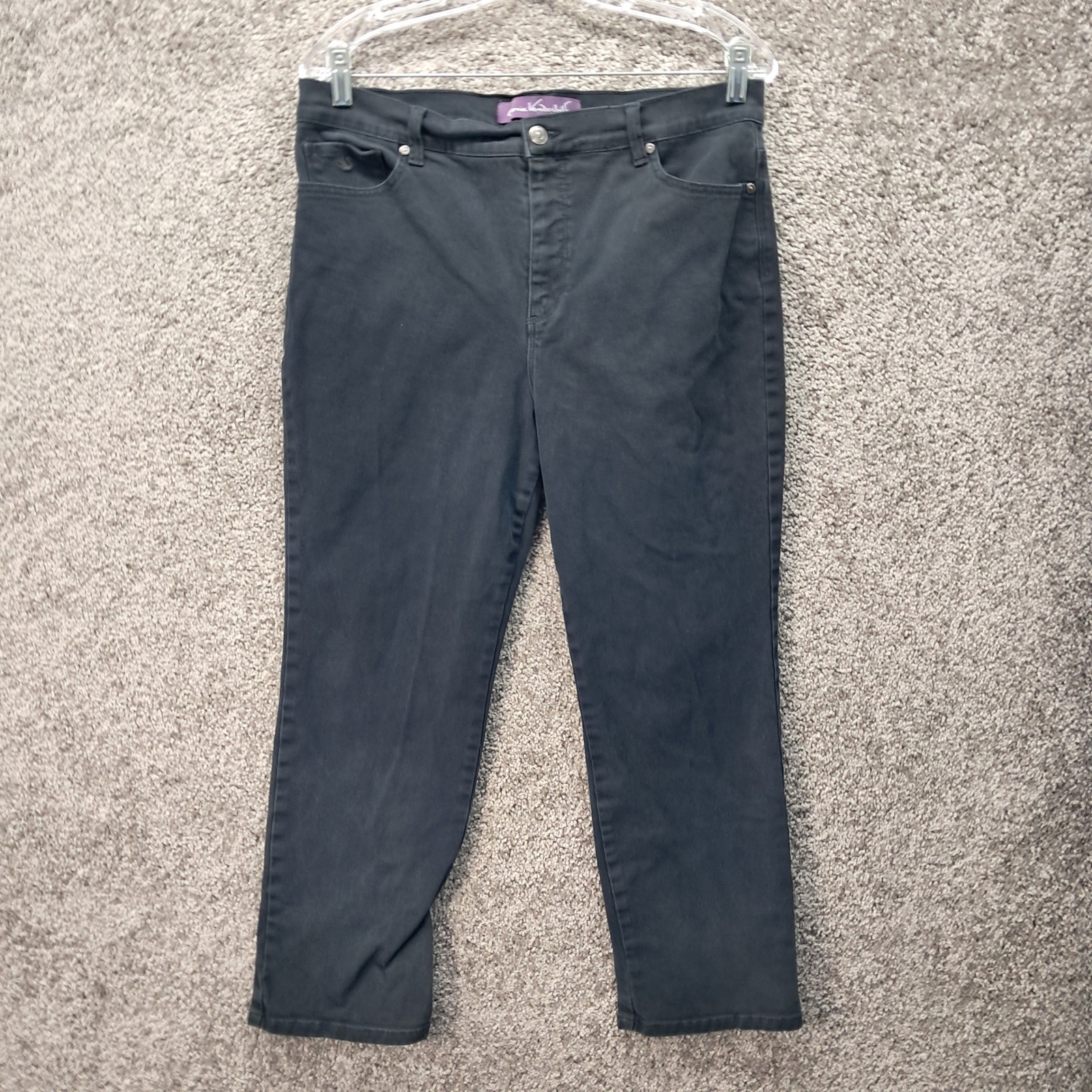 Gloria Vanderbilt Amanda Tapered Pants Womens 14p Petite Short Black Grey Wash